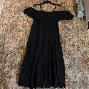 Old Navy Black Off-Shoulder Eyelet Maxi Dress